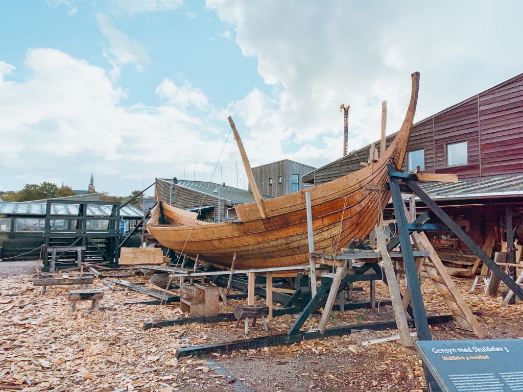 Reconstruction of an ancient Viking ship in Roskilde