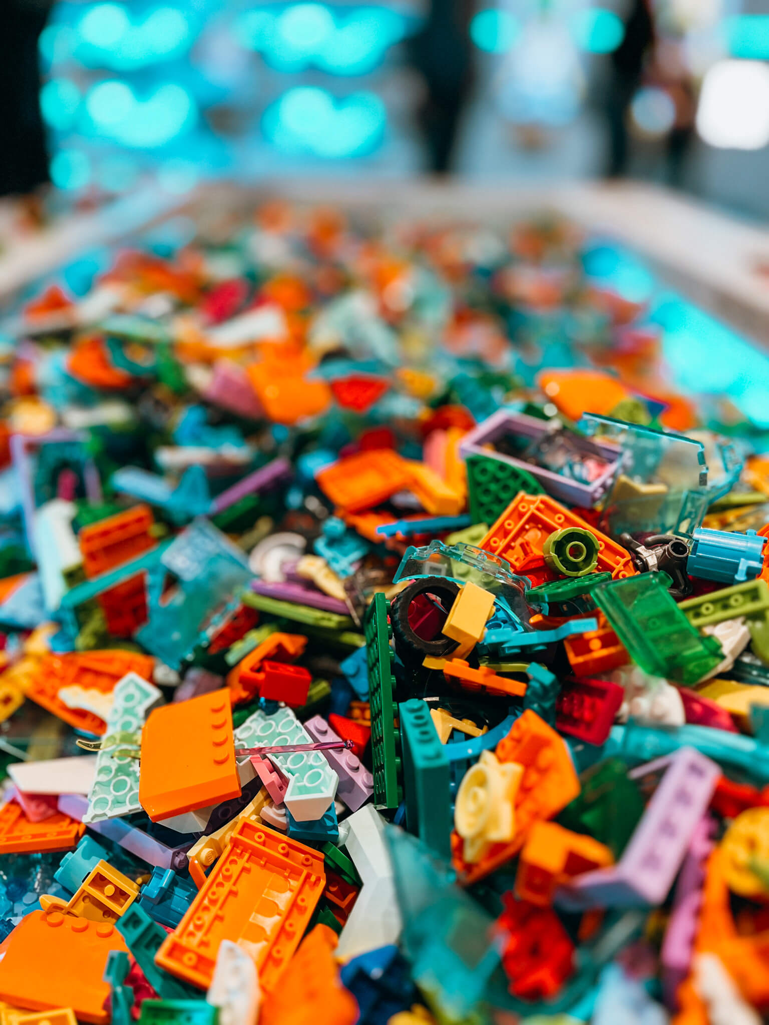 Pile of colorful LEGO bricks at The LEGO House