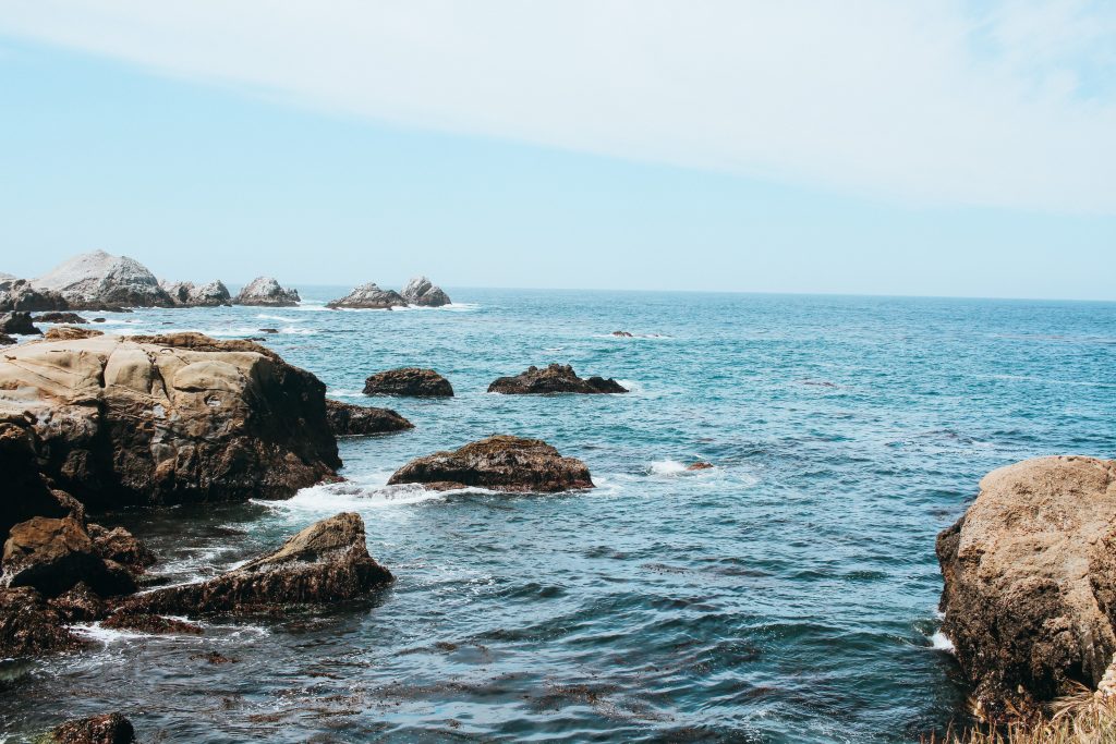 Large rocks and rock formations in ocean at Point Lobos California State Reserve