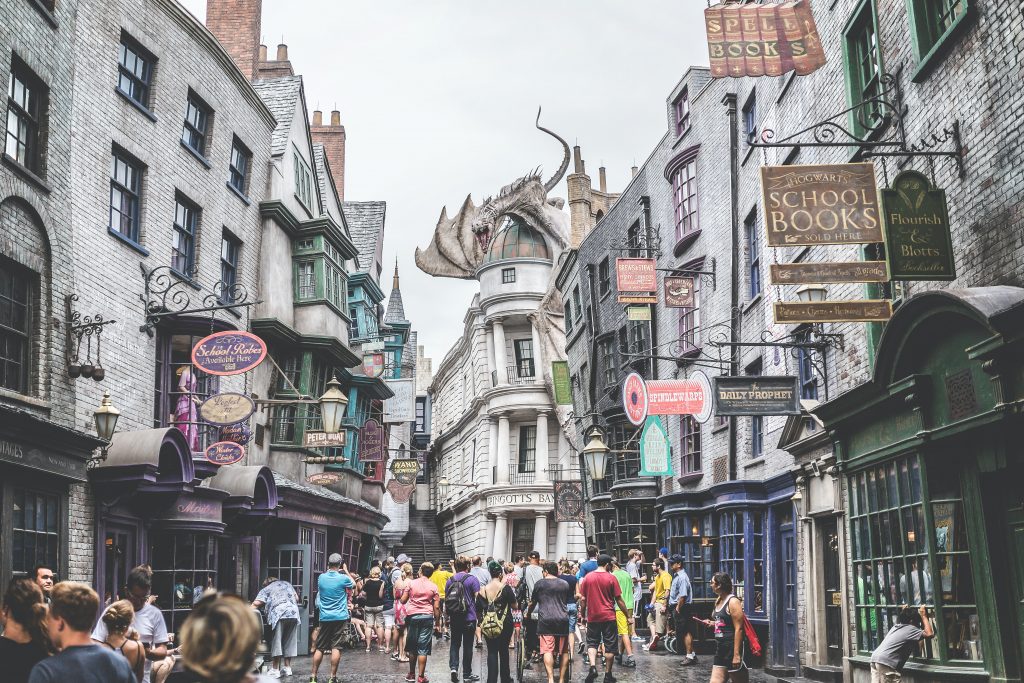 Recreation of a street with shops from Harry Potter