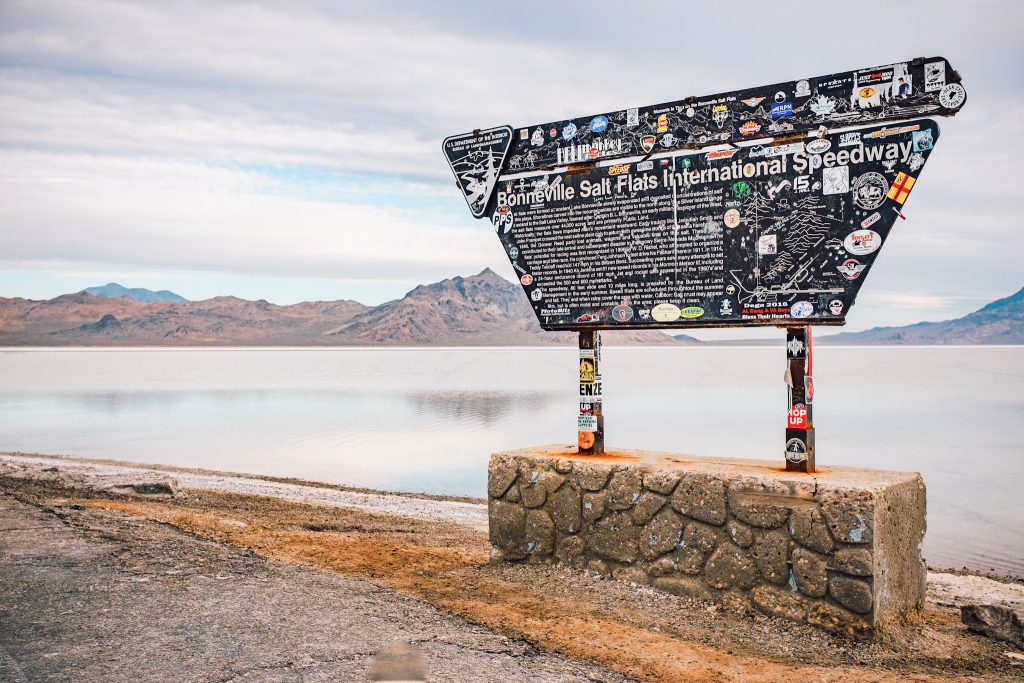 Bonnneville Salt Flats International Speedway sign