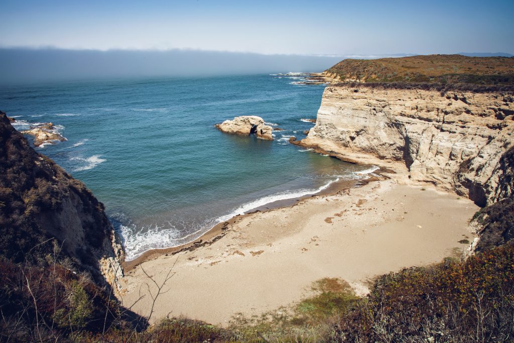 White cliffs along beach at state park in California