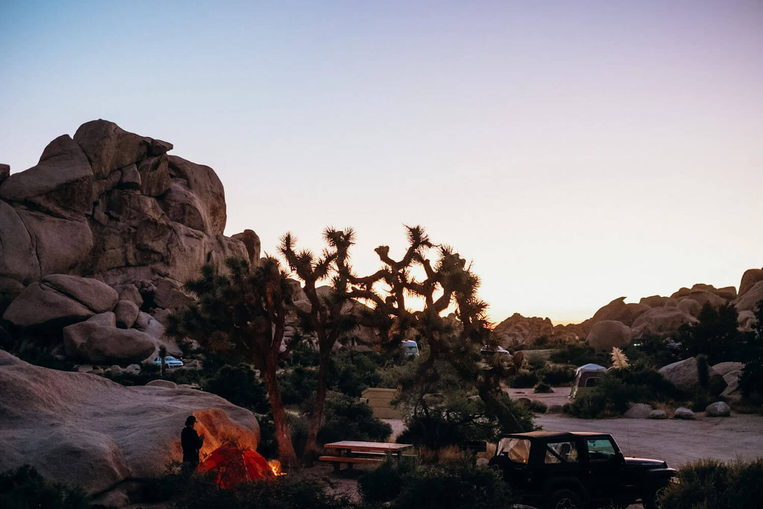Sunset over Jumbo Rocks Campground at Joshua Tree National Park