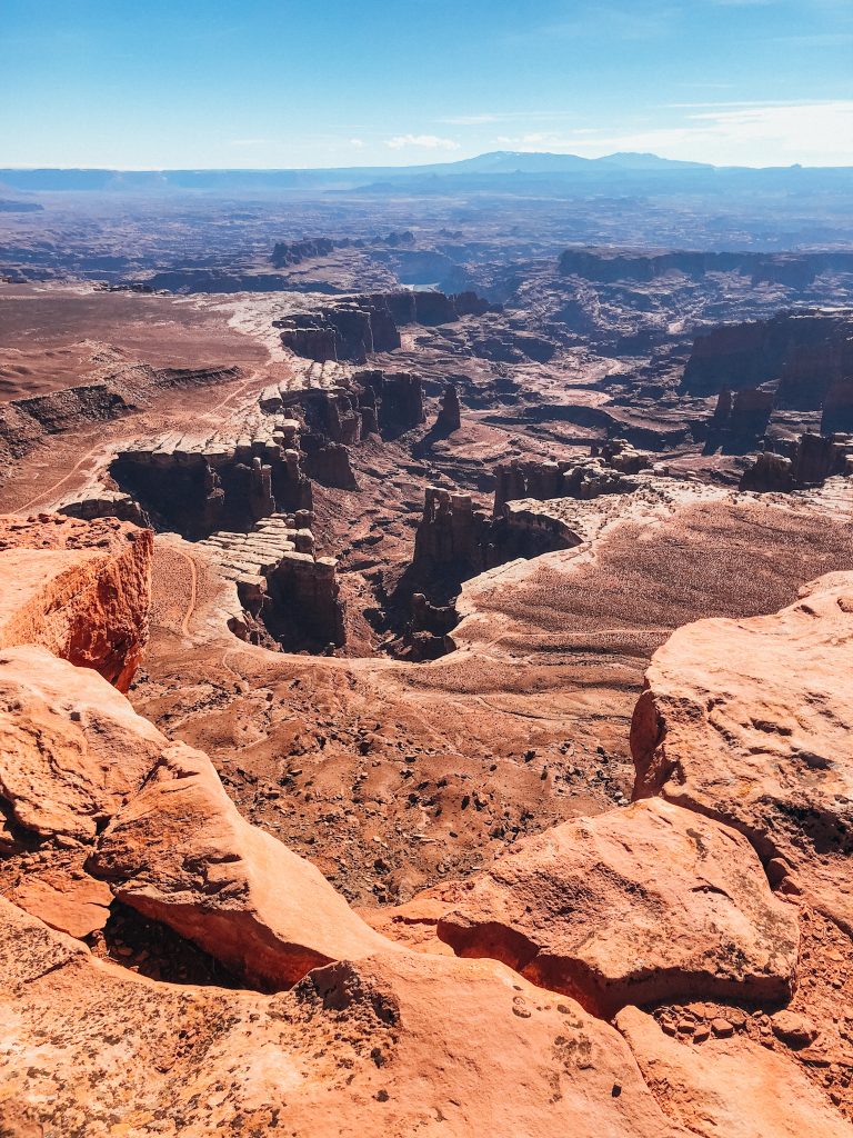 Overlook of huge sandstone canyon at Canyonlands National Park 