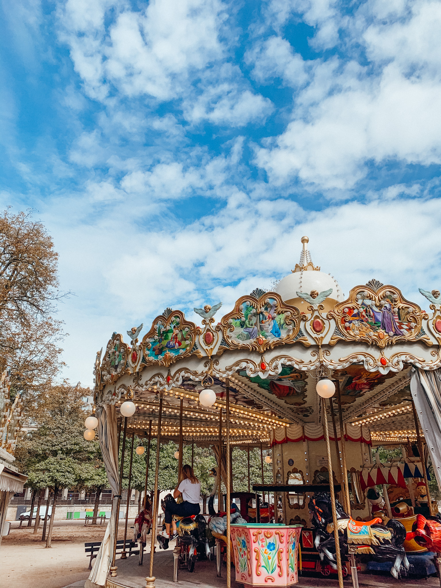 Colorful carousel in Paris France