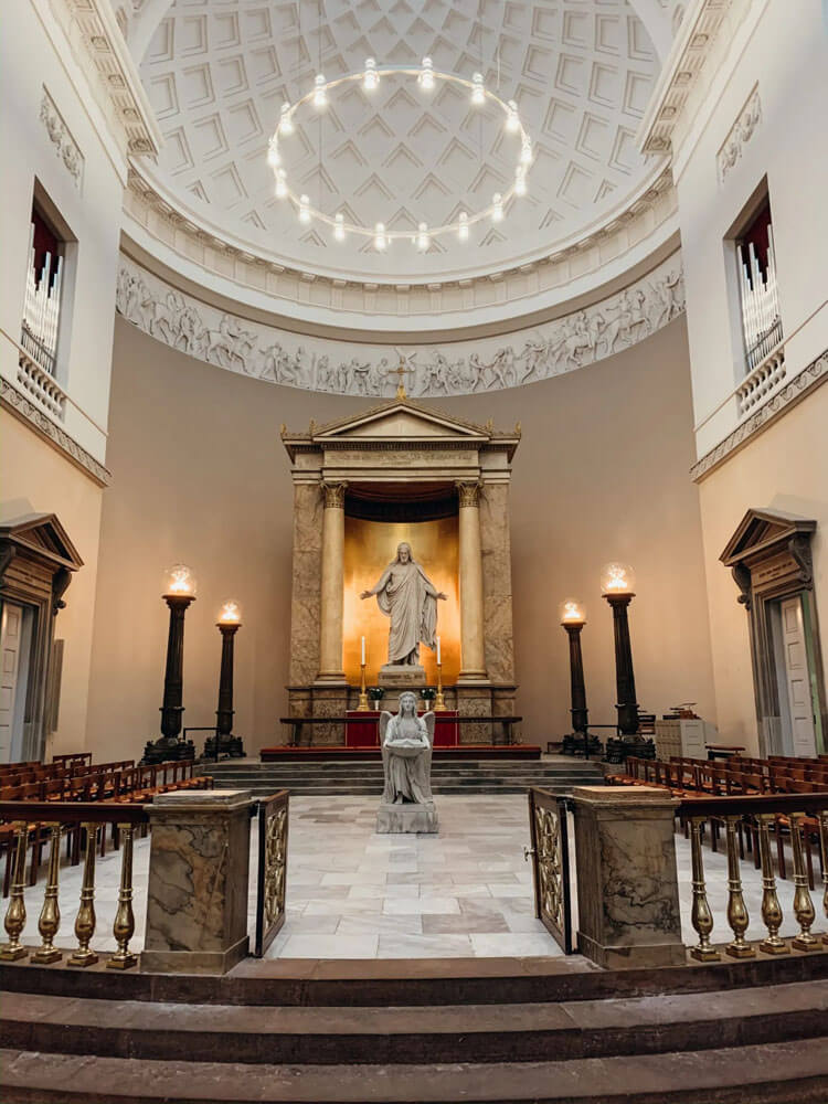 Statue of Christ in large chapel in Copenhagen