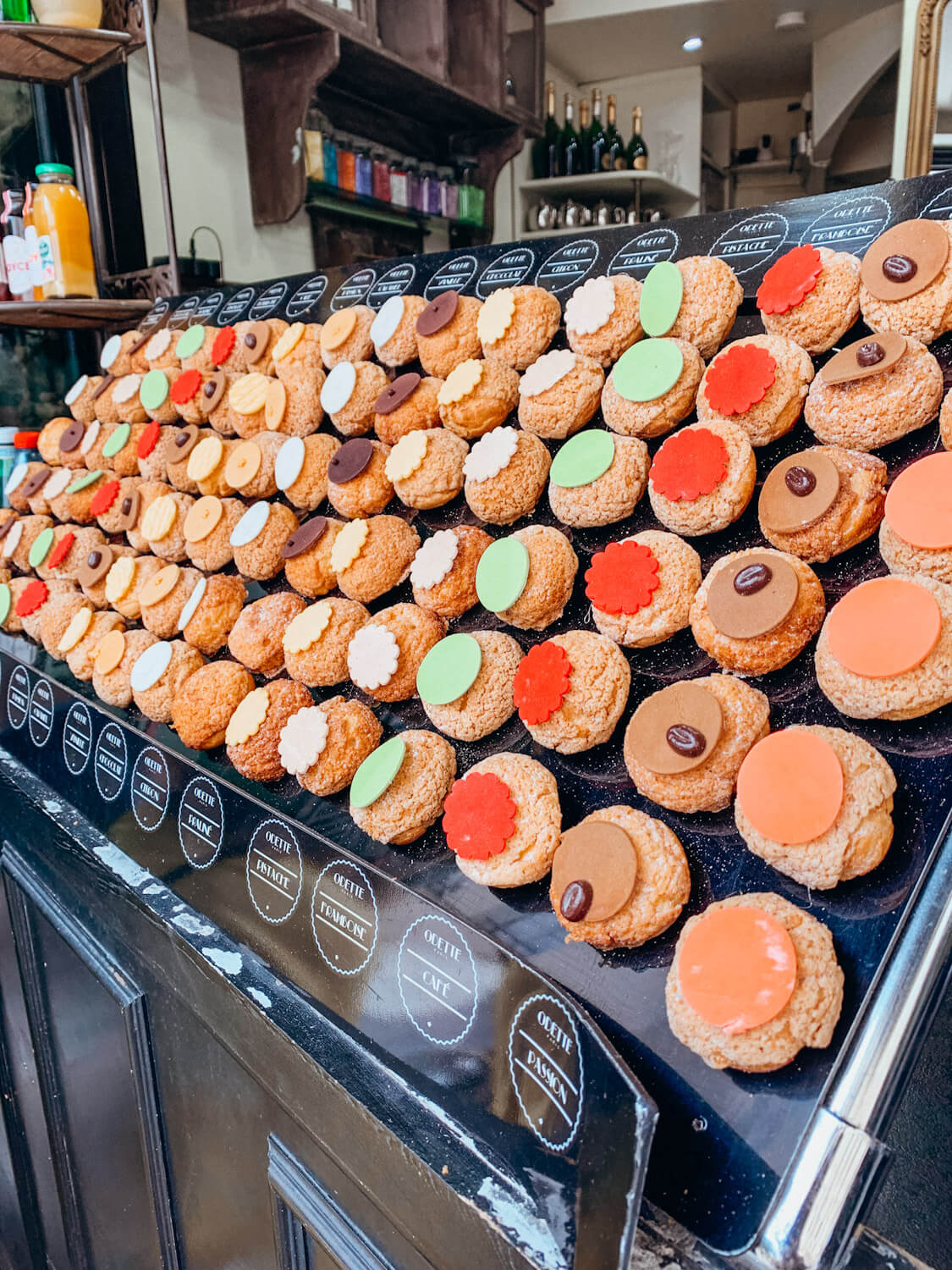 Colorful pastries at Odette in Paris