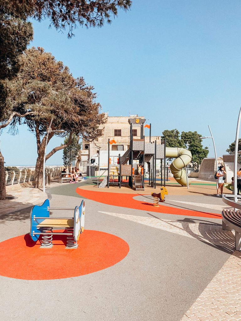 Playground with colorful play equipment