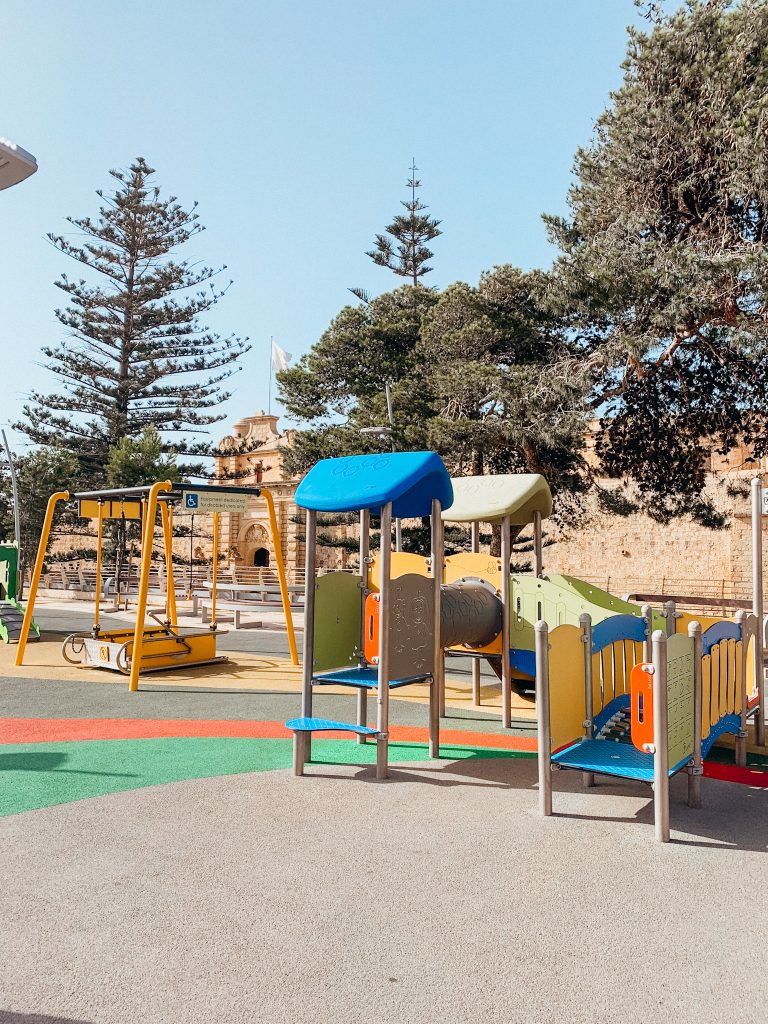 Playground with colorful play equipment