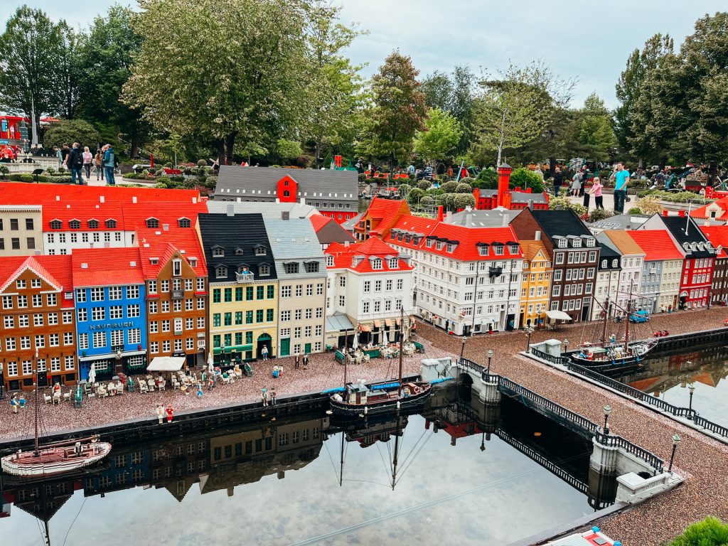 Small, colorful buildings made of LEGO at Legoland in Billund