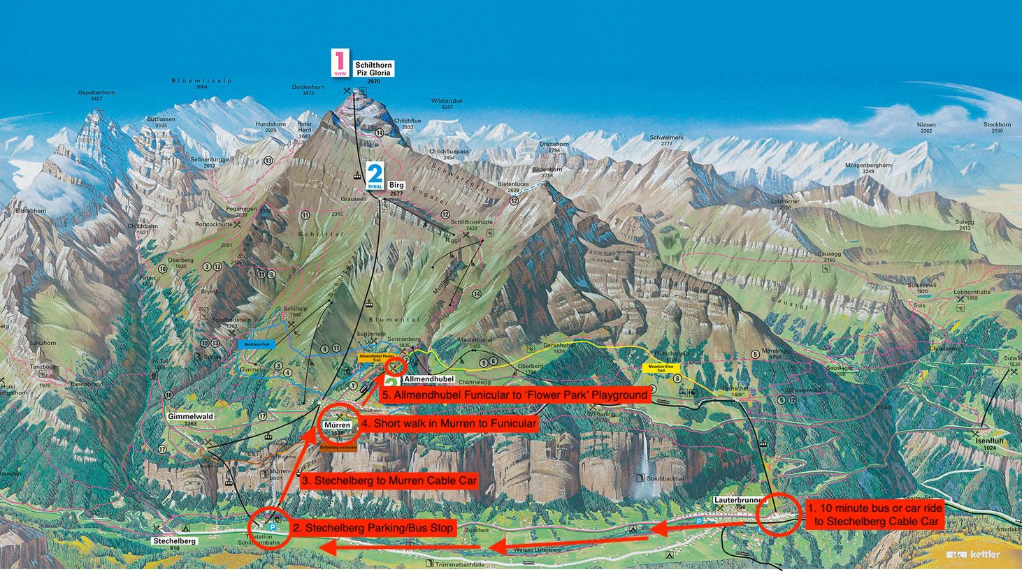 Map of how to get to Allmendhubel Playground in Switzerland