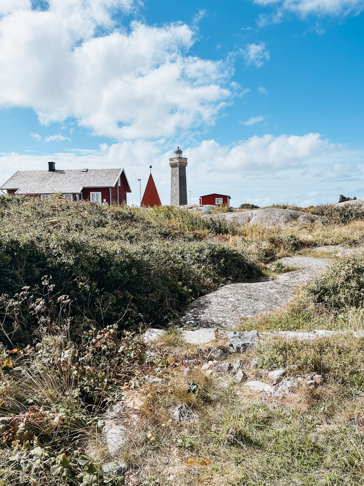 Lighthouse and red buildings on Vinga Island